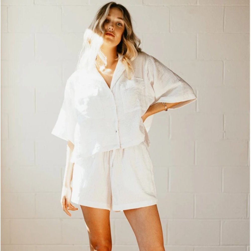 NWT Piyama Cotton Bubble White Lounge Set